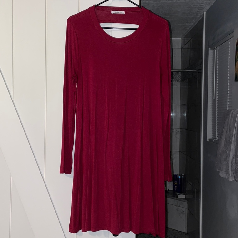 Maroon Long Sleeve Dress